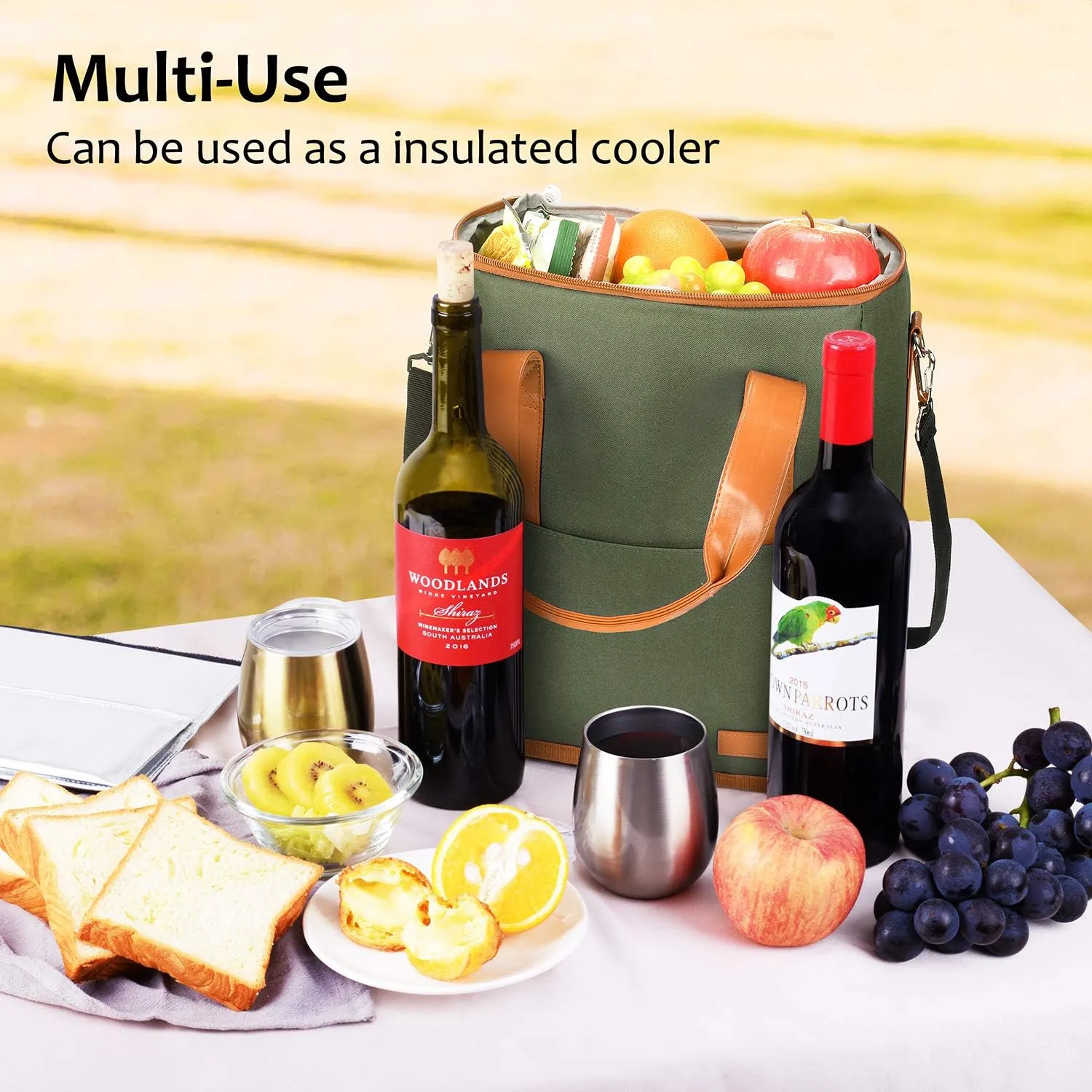 6 Bottle Wine Gift carrier - Insulated & Padded Wine Carrying Cooler Tote Bag with Handle and Adjustable Shoulder Strap for Travel or Picnic, IDEAL Wine Lover Gift, Oliver