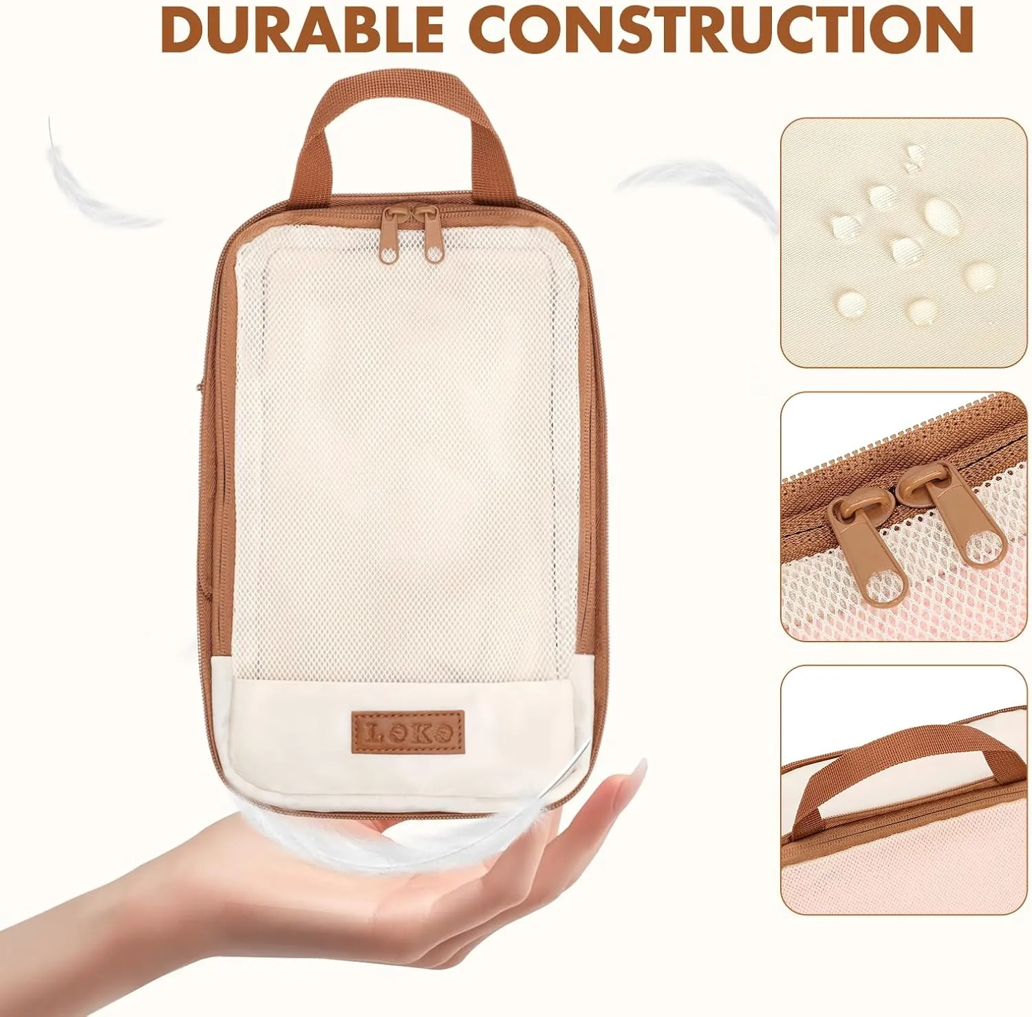 6 Set Compression Packing Cubes for Travel, Lightweight Expandable Organizer with Laundry and Shoe Bag, Luggage Suitcase Accessories, Travel Essentials for Cruise Trips Beige