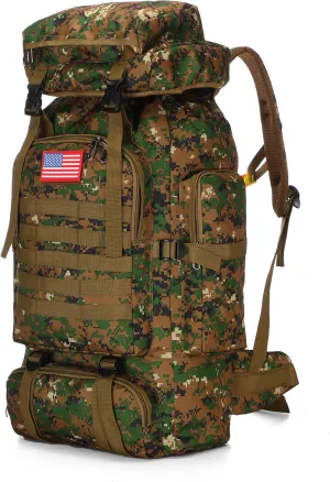 70l Hiking Backpack for Men Waterproof Military Camping Rucksack Travel Daypack
