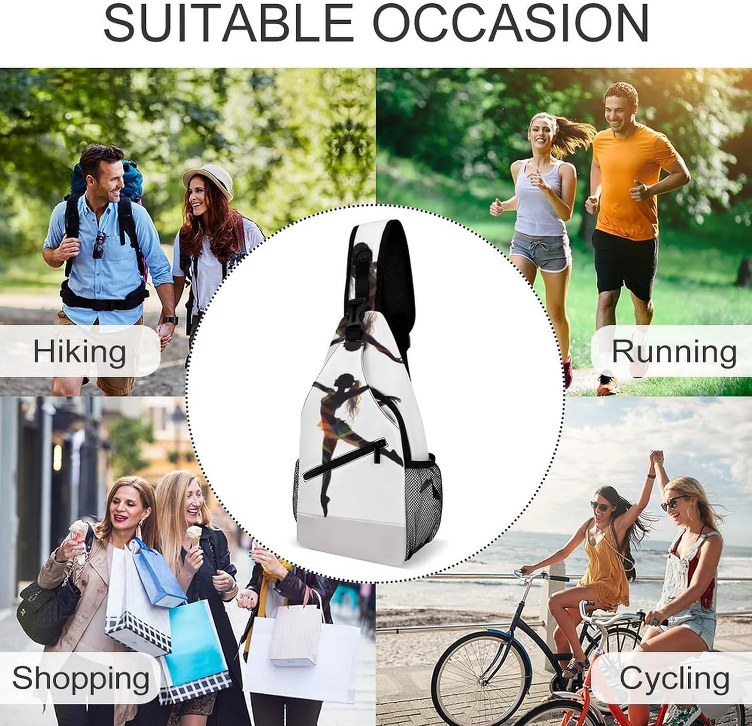 A Dancer Crossbody Small Sling Backpack Sling Bag for Women Men Travel Hiking Chest Bag Daypack