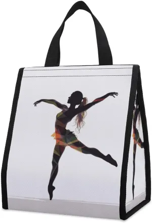 A Dancer Insulated Lunch Bag Box Large Lunchboxes with Pocket Leakproof Lunch Tote Reusable Cooler Bags Cute Lunch Sack for Women Men Work Travel Picnic