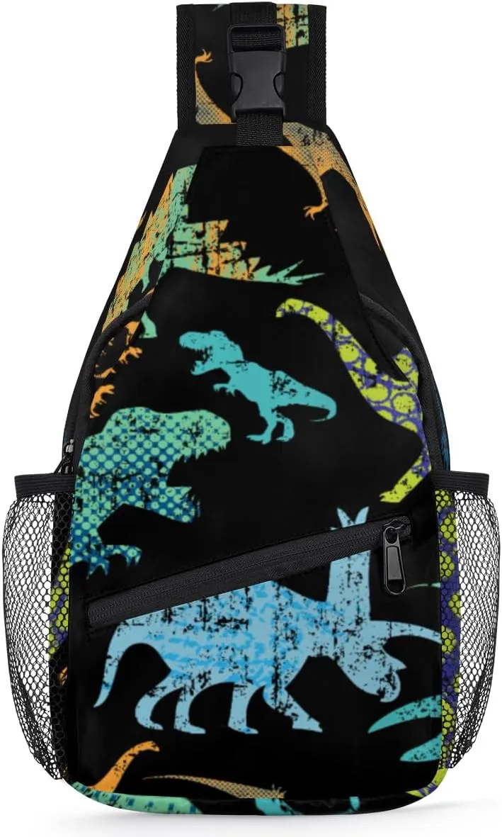 Abstraction Dinosaurs Sling Bag for Women Men Crossbody Sling Backpack Shoulder Bag Chest Bag Daypack for Travel Hiking Outdoor