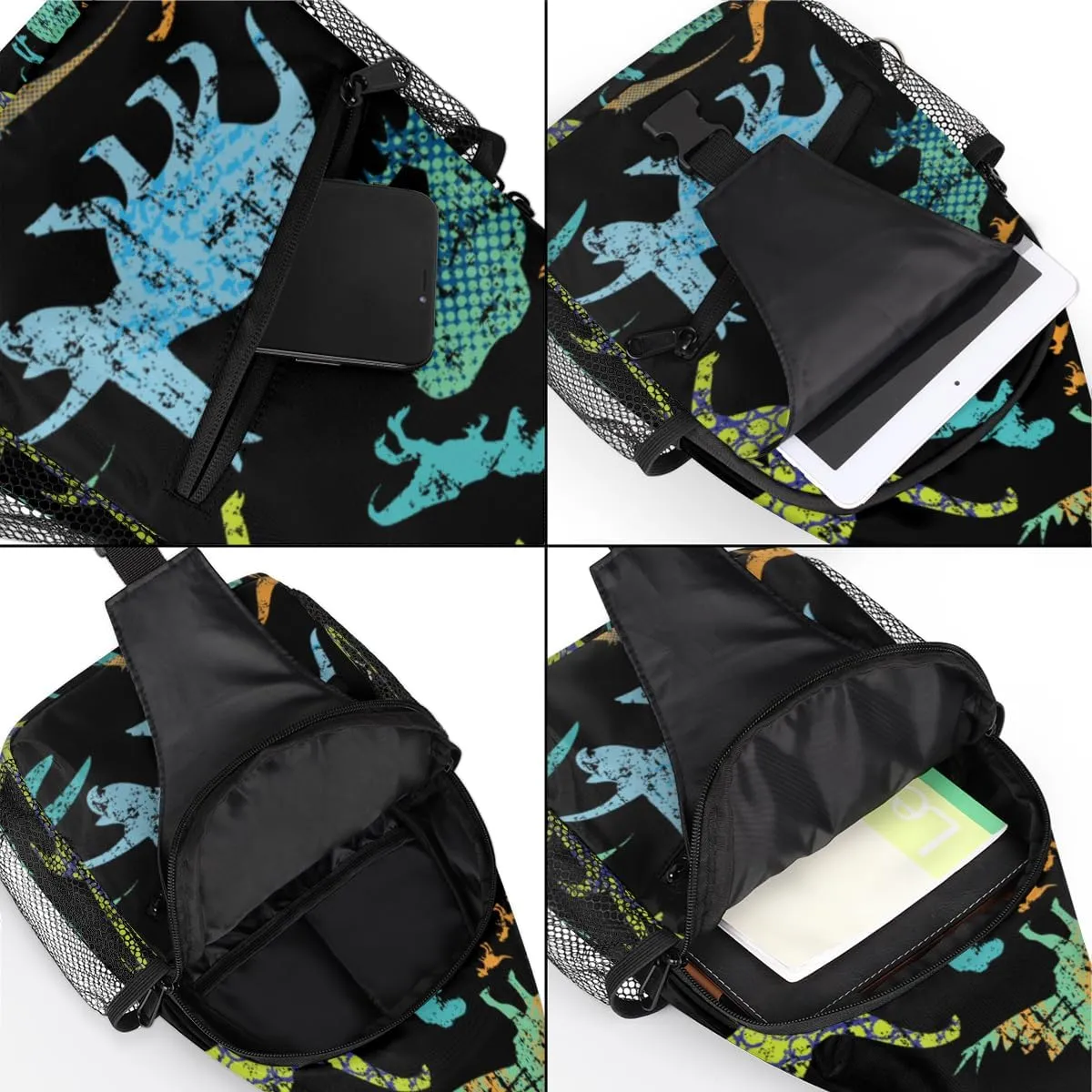 Abstraction Dinosaurs Sling Bag for Women Men Crossbody Sling Backpack Shoulder Bag Chest Bag Daypack for Travel Hiking Outdoor