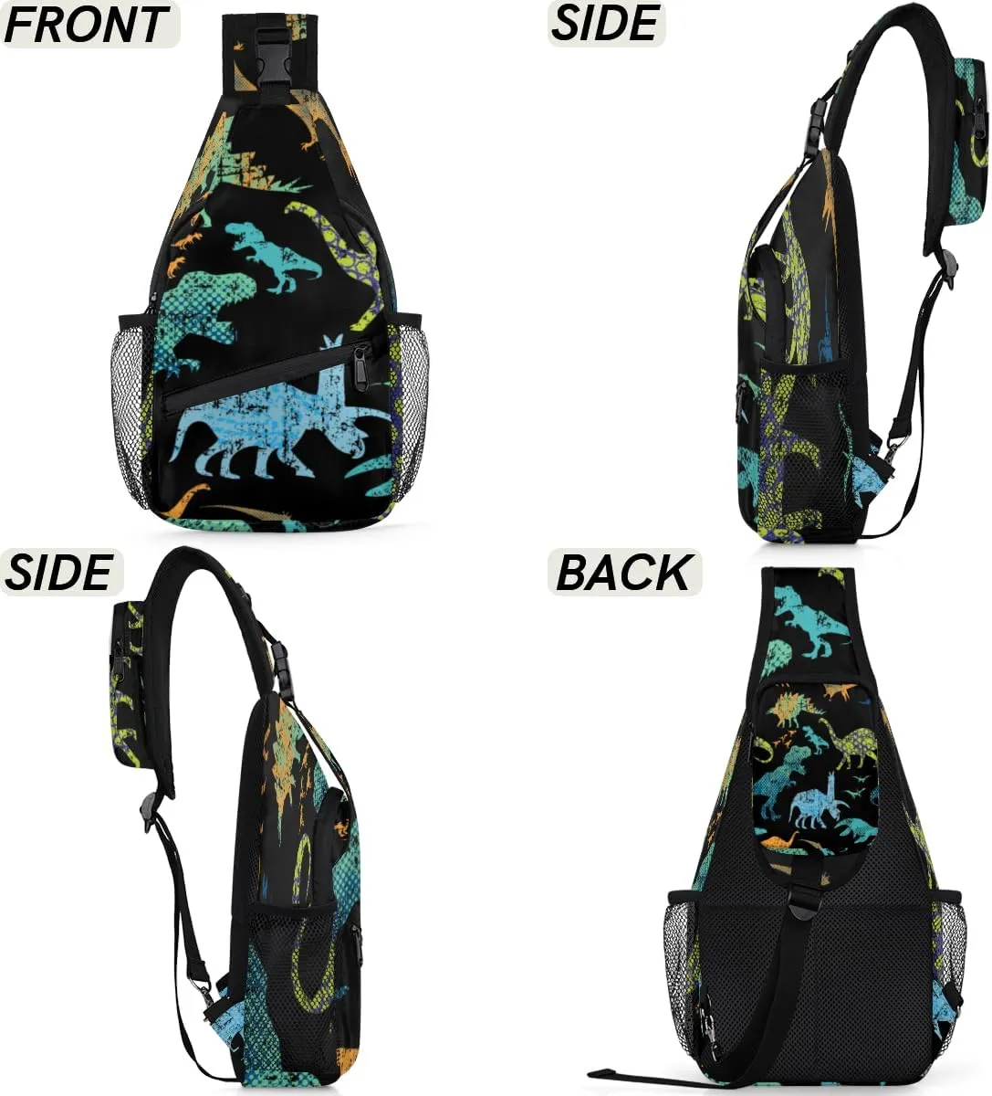 Abstraction Dinosaurs Sling Bag for Women Men Crossbody Sling Backpack Shoulder Bag Chest Bag Daypack for Travel Hiking Outdoor