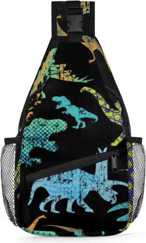 Abstraction Dinosaurs Sling Bag for Women Men Crossbody Sling Backpack Shoulder Bag Chest Bag Daypack for Travel Hiking Outdoor