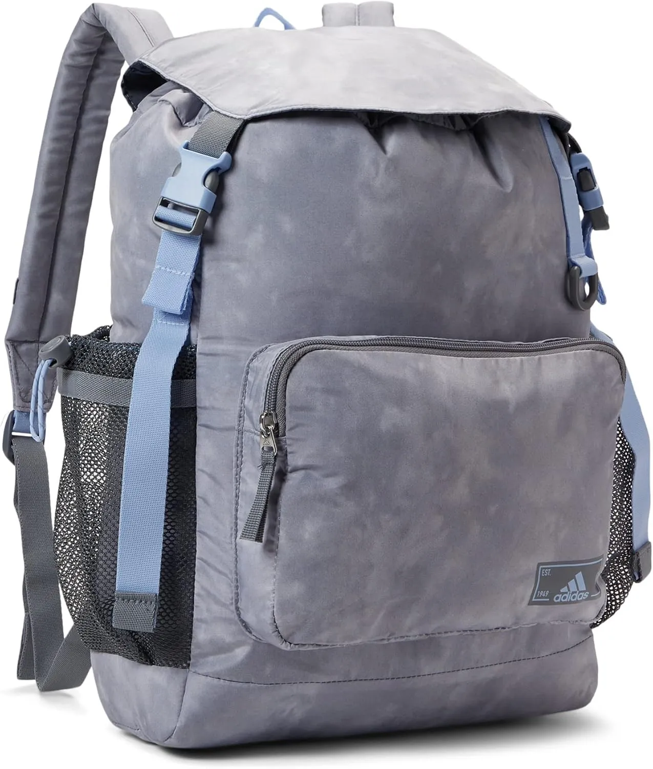 adidas Saturday Sport Fashion Compact Small Size Backpack, Stone Wash Grey/Blue Dawn, OSFA