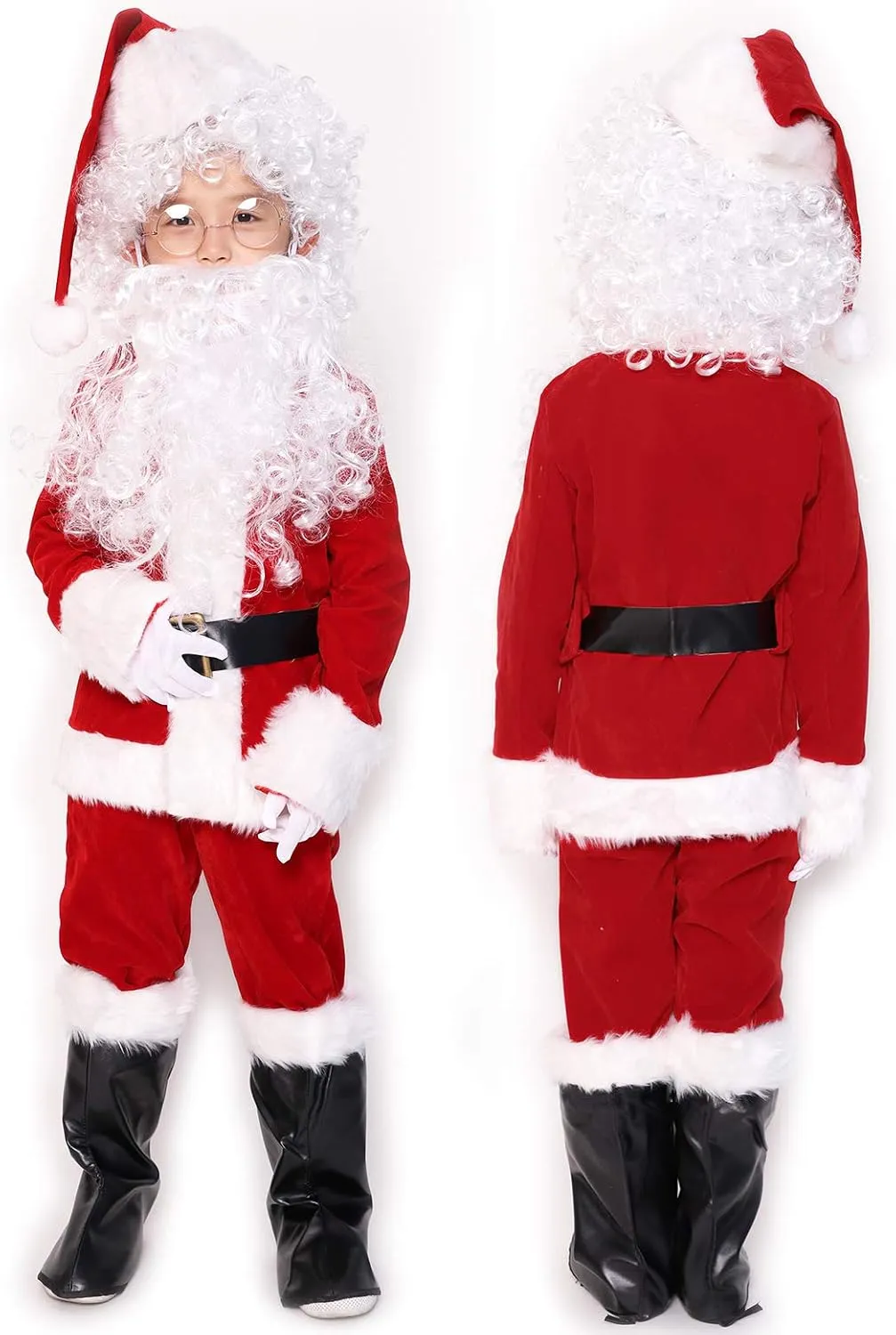 ADOMI Children's Deluxe Santa Suit 10pc. Christmas Child Santa Claus Kids Halloween Costume Cosplay