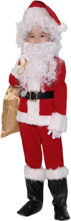 ADOMI Children's Deluxe Santa Suit 10pc. Christmas Child Santa Claus Kids Halloween Costume Cosplay