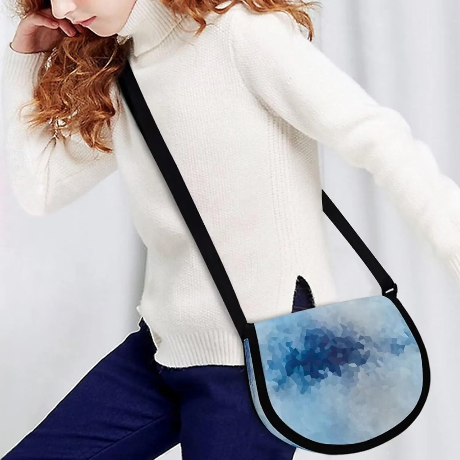 Adorable Pug Dog Women Cross Body Bag, Minimalist Art Flower Casual Shoulder Bag, UK Flag Satchel Messenger Bags