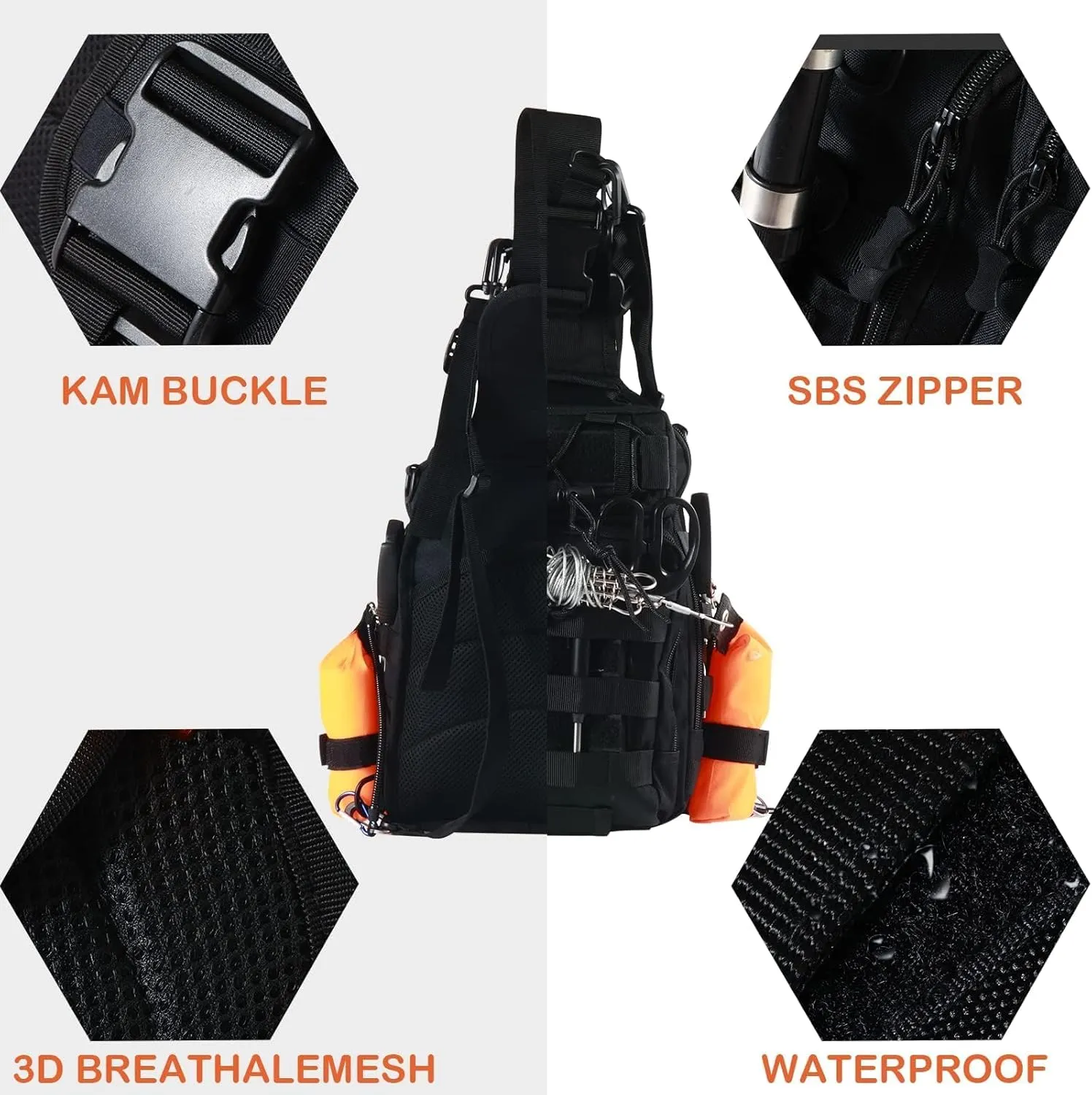 Aertiavty Fishing Backpack, Fishing Bag with Tackle Box, Compact Fishing Tackle Bag, Fishing Tackle Backpack with Rod Holder for Outdoor Sport Fishing Gifts for Men Women