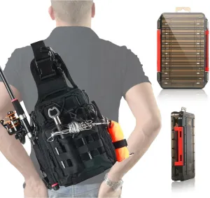 Aertiavty Fishing Backpack, Fishing Bag with Tackle Box, Compact Fishing Tackle Bag, Fishing Tackle Backpack with Rod Holder for Outdoor Sport Fishing Gifts for Men Women