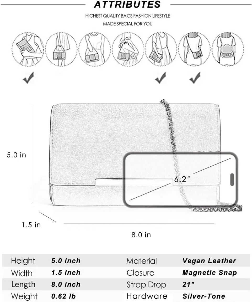 AFKOMST Small Clutch Purses for Women Formal Evening Bag Crossbody and Wristlet Handbags for Party Prom Cocktail Wedding