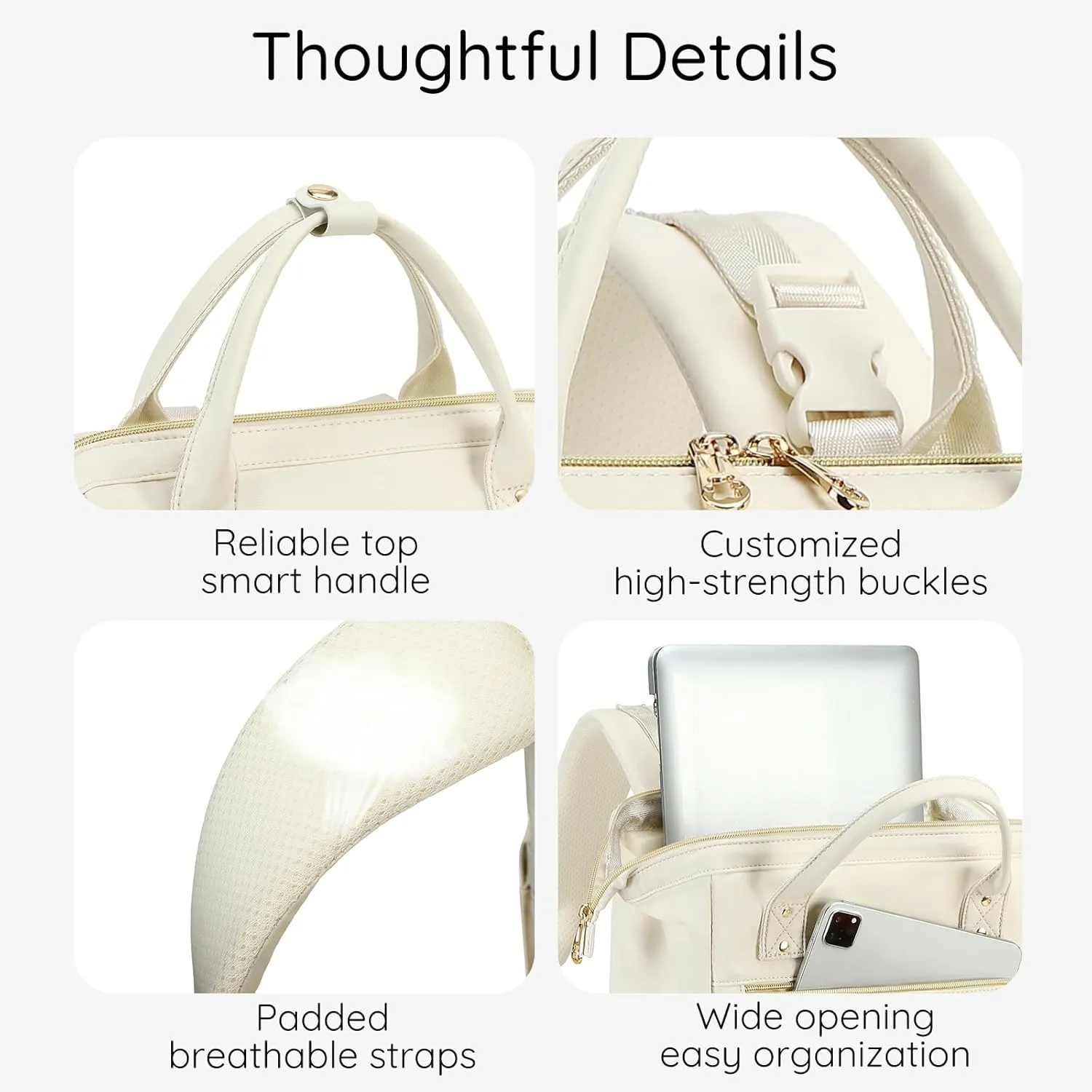AIJIEKE Diaper Bag, Large Wide-Open Baby Diaper Backpack, Multi-functional Baby Travel Tote Bag, Diaper Bag with Changing Pad, Diaper Bags for Mom & Maternity (Beige)