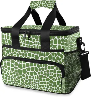 ALAZA Lizard Skin Green Pattern Cooler Lunch Bag Insulated Lunch Box Large Reusable Lunchbox Leakproof Freezable Cooler Bag for Women Men Picnic Beach