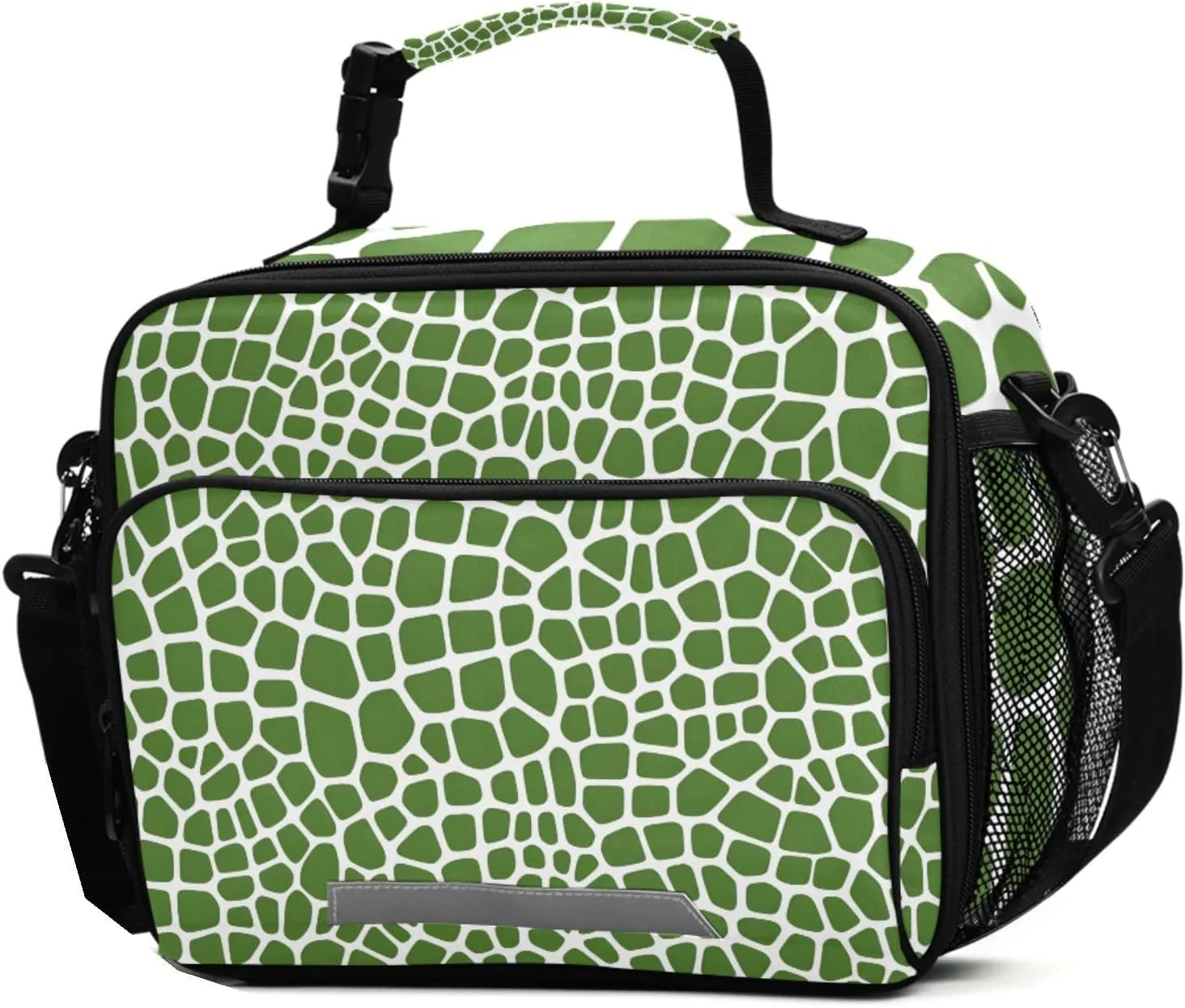 ALAZA Lizard Skin Green Pattern Lunch Box for Girls Kids Insulated Lunch Bag Boys Lunchbox Reusable Cooler Tote Freezable Shoulder Strap for School Picnic
