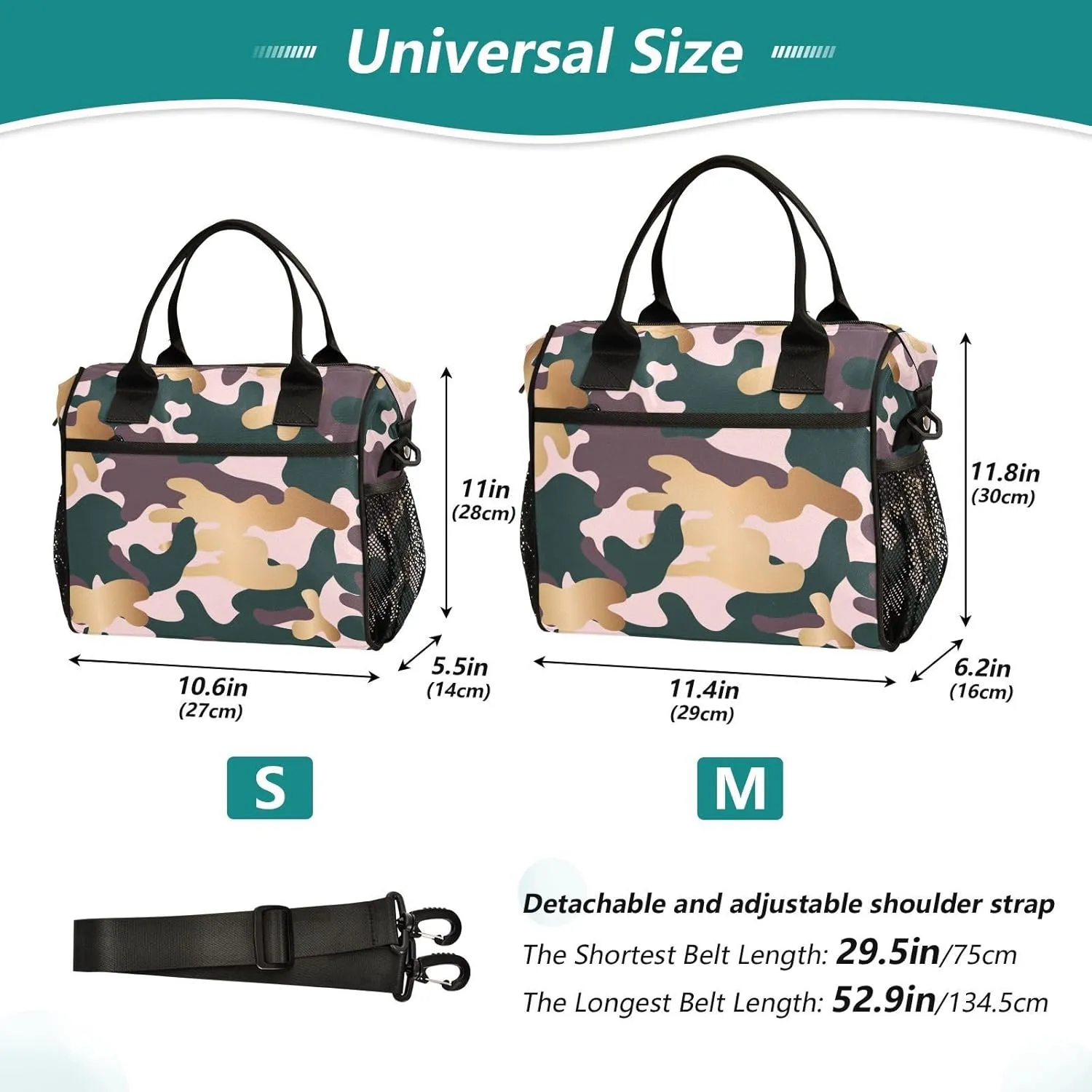 ALAZA Militaristic Warfare Camouflage Seamless Pattern Lunch Bags for Women Men, Reusable Insulated Lunch Box for Work Picnic, RT0R3417