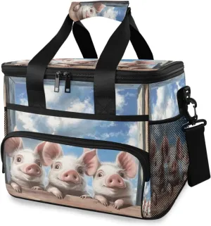 ALAZA Piglets Pink Snouts Cooler Lunch Bag Insulated Lunch Box Large Reusable Lunchbox Leakproof Freezable Cooler Bag for Women Men Work Picnic Travel