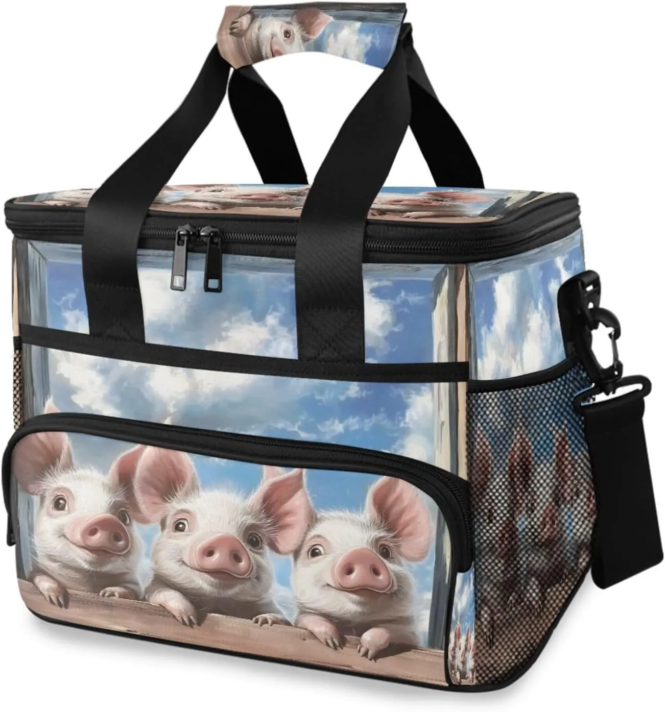 ALAZA Piglets Pink Snouts Cooler Lunch Bag Insulated Lunch Box Large Reusable Lunchbox Leakproof Freezable Cooler Bag for Women Men Work Picnic Travel