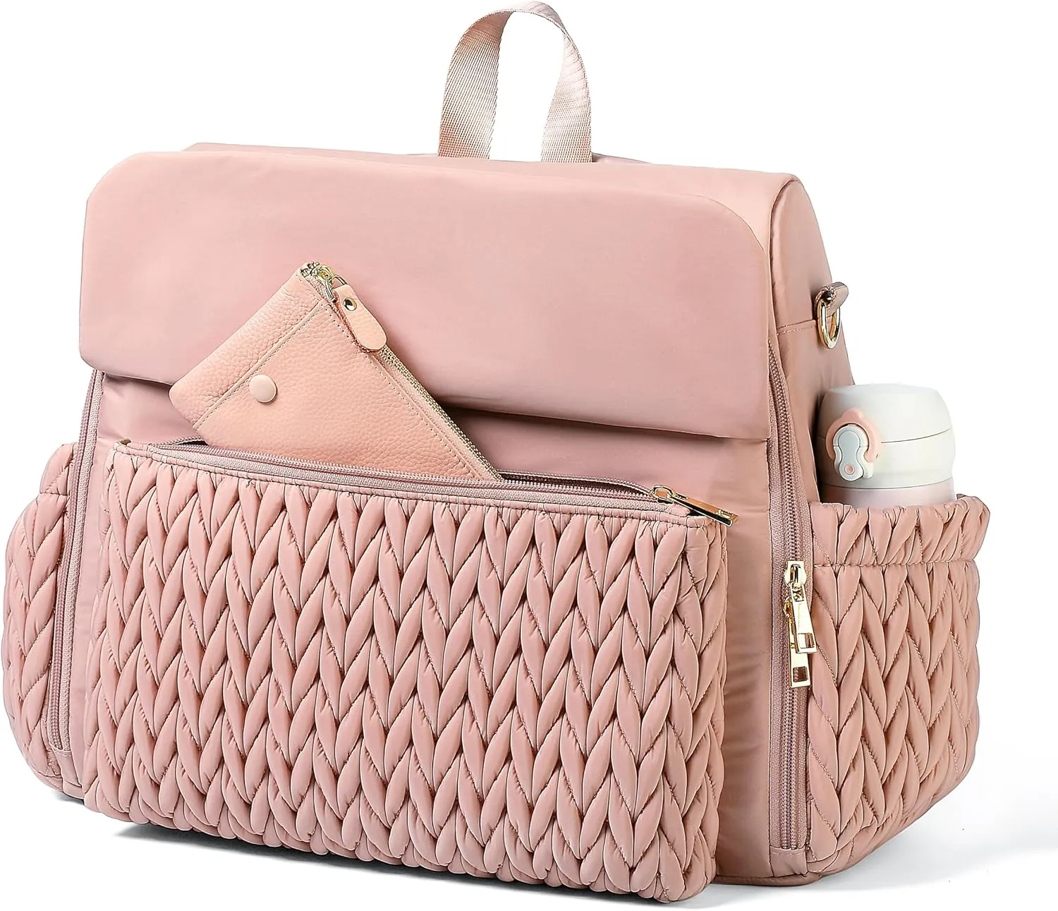 Allie Backpack Stylish Diaper Bag,Travel Baby Bag with Insulated Pockets,Changing Pad, Stroller Clips, Shoulder Strap(Dusty Rose)