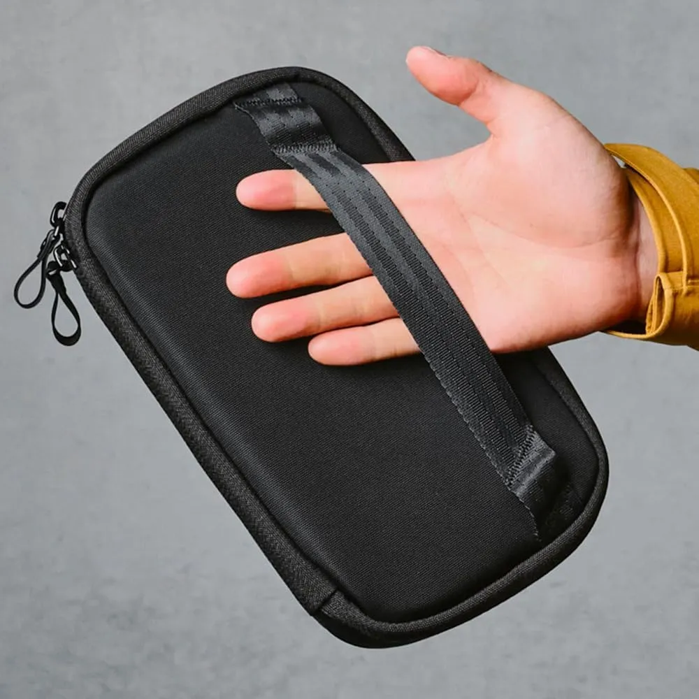 ALPAKA Elements Tech Case Mini - Small Travel Organiser Tech Case with Weatherproof Zippers,Adjustable & Detachable Strap for Men, Black Axoflux 600D