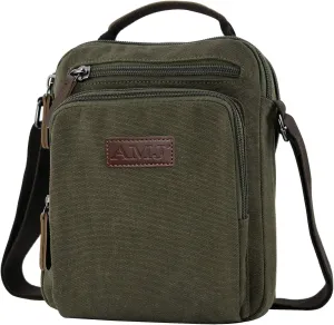 AMJ Messenger Bag for Men, Canvas Crossbody Shoulder Bags Vintage Satchel for Travel Work Business