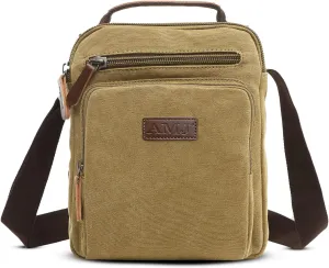AMJ Messenger Bag for Men, Canvas Crossbody Shoulder Bags Vintage Satchel for Travel Work Business