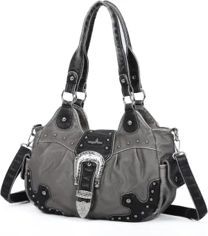 Angel Kiss Hobo Bags for Women Vegan Leather Purses and Handbags Ladies Chic Shoulder Bags Crossbody Purses with Metal Studs