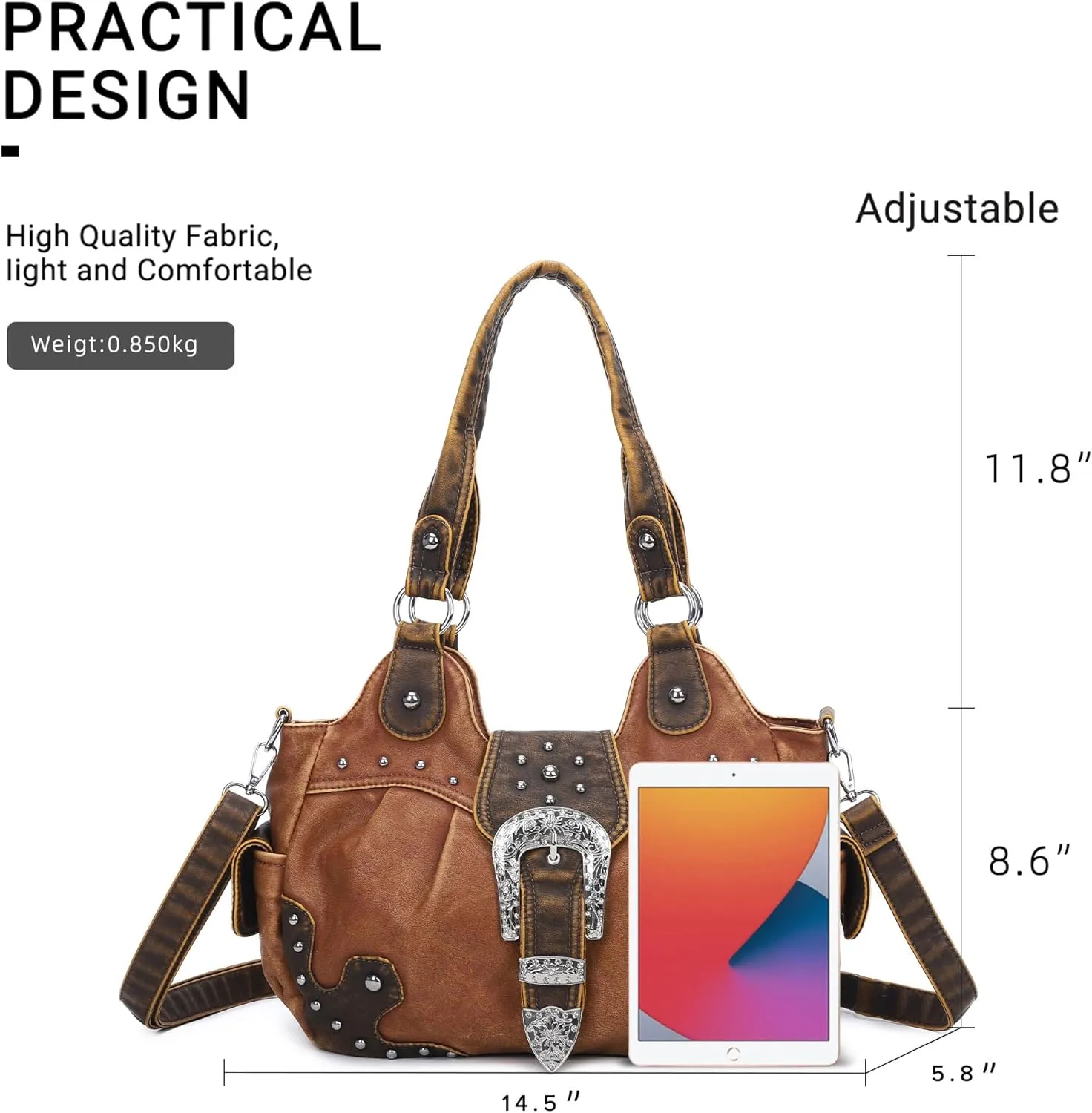 Angel Kiss Hobo Bags for Women Vegan Leather Purses and Handbags Ladies Chic Shoulder Bags Crossbody Purses with Metal Studs