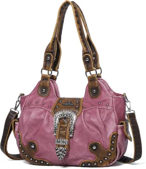 Angel Kiss Hobo Bags for Women Vegan Leather Purses and Handbags Ladies Chic Shoulder Bags Crossbody Purses with Metal Studs