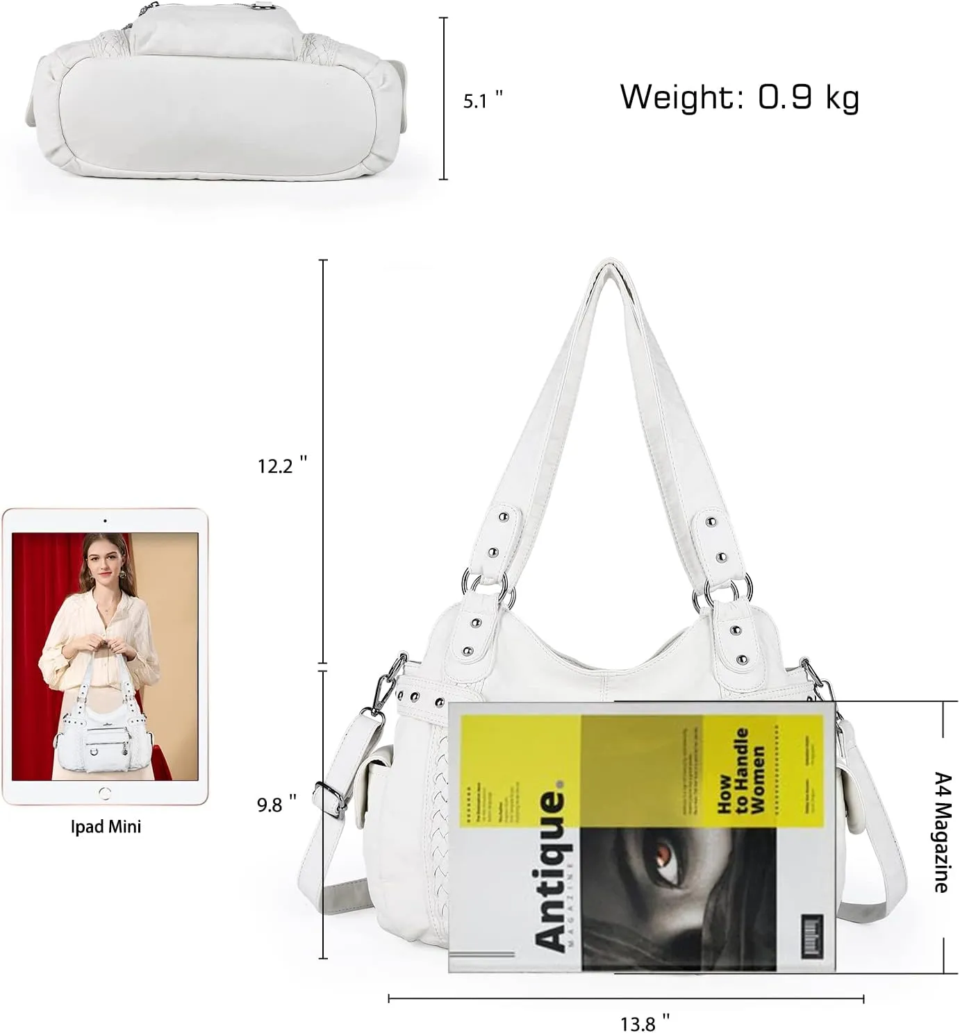 Angel Kiss Hobo Handbags for Women Soft PU Leather Shoulder Handbags Ladies Purses