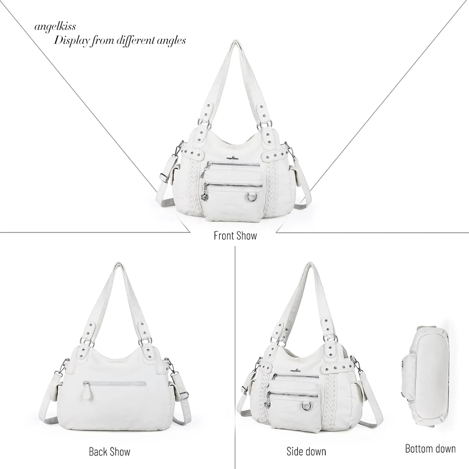 Angel Kiss Hobo Handbags for Women Soft PU Leather Shoulder Handbags Ladies Purses
