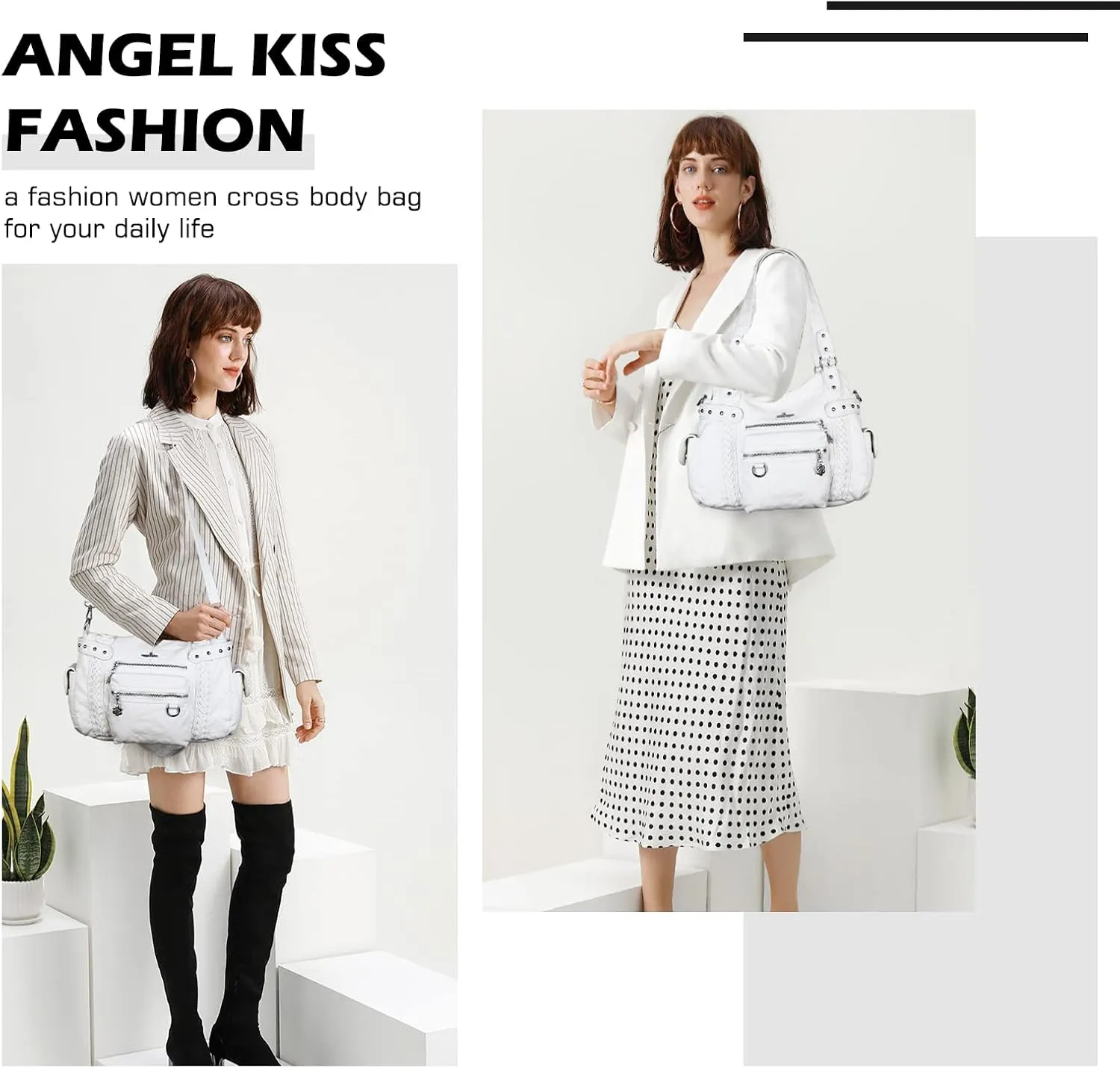 Angel Kiss Hobo Handbags for Women Soft PU Leather Shoulder Handbags Ladies Purses