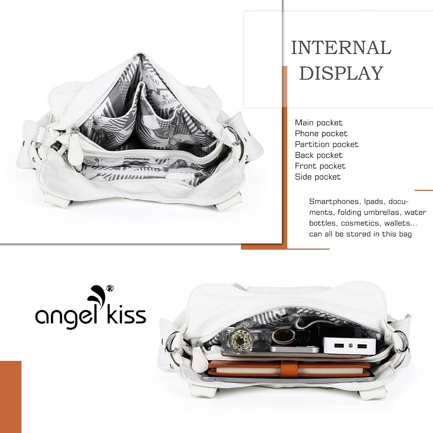 Angel Kiss Hobo Handbags for Women Soft PU Leather Shoulder Handbags Ladies Purses