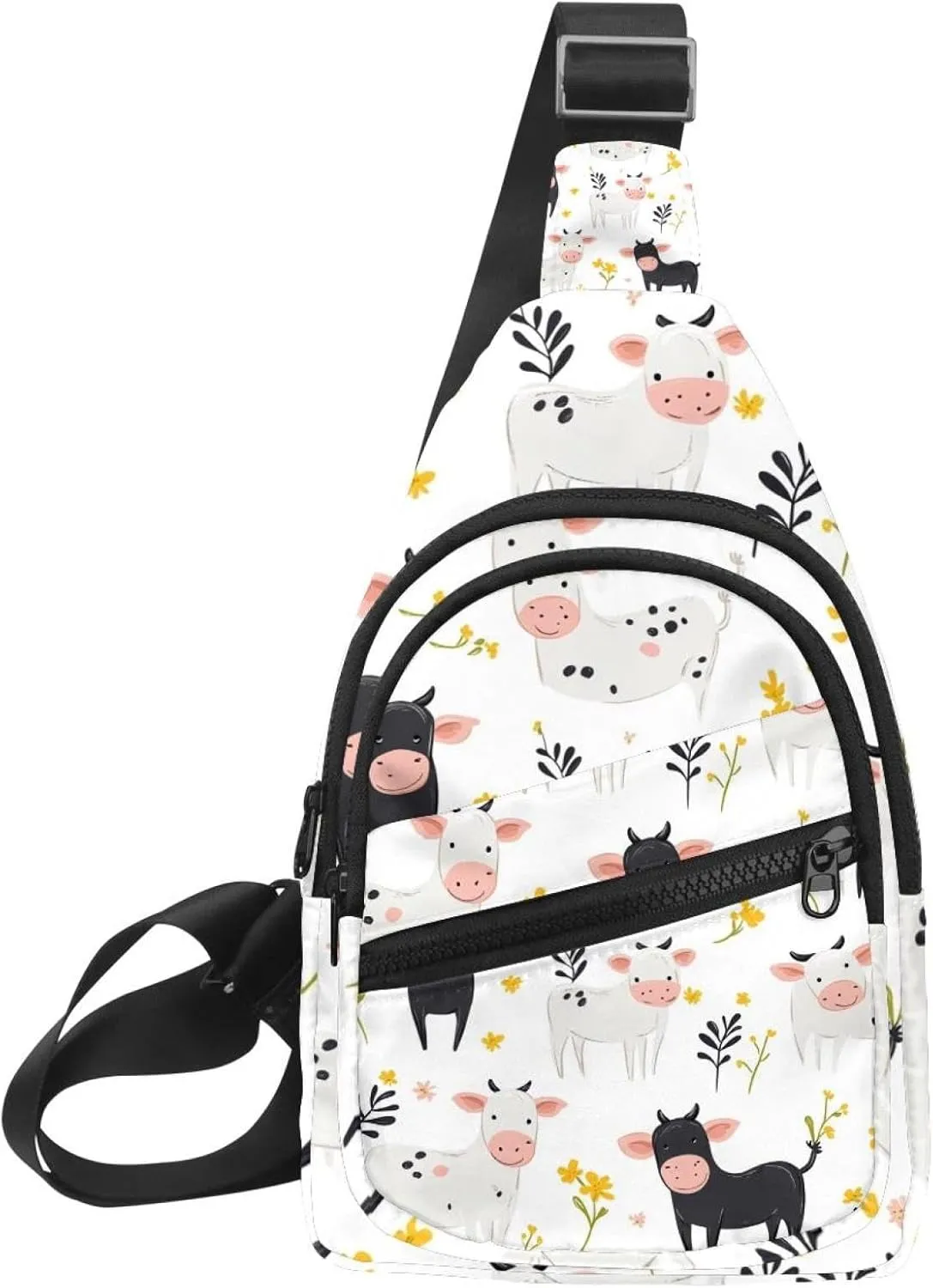 Animal Cute Cows (18) Crossbody Bag with Adjustable Shoulder Strap, Shoulder Bag for Men and Women Sling Backpack for Travel, Cycling, Work, Sport