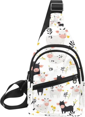 Animal Cute Cows (18) Crossbody Bag with Adjustable Shoulder Strap, Shoulder Bag for Men and Women Sling Backpack for Travel, Cycling, Work, Sport