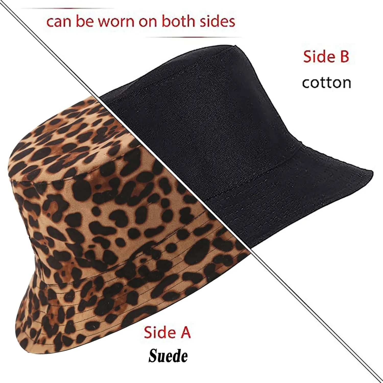 Animal Print Bucket Hat Novelty Pattern Sun Hats Reversible Packable Fishing Cap for Women, Men