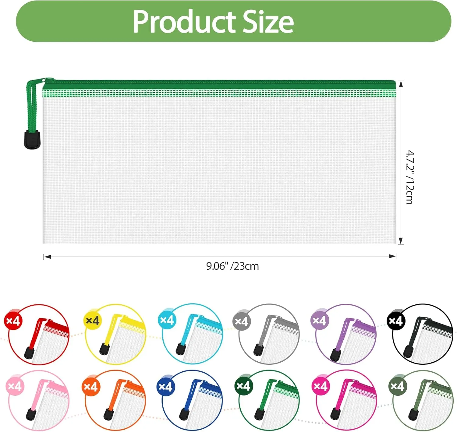 AOBOPLE 48 PcsPencil Pouches,9x4.7in Small Mesh Zipper Pouches Pencil Case,Waterproof Zipper Pencil Bags for Travel, Cosmetics, Office Organization
