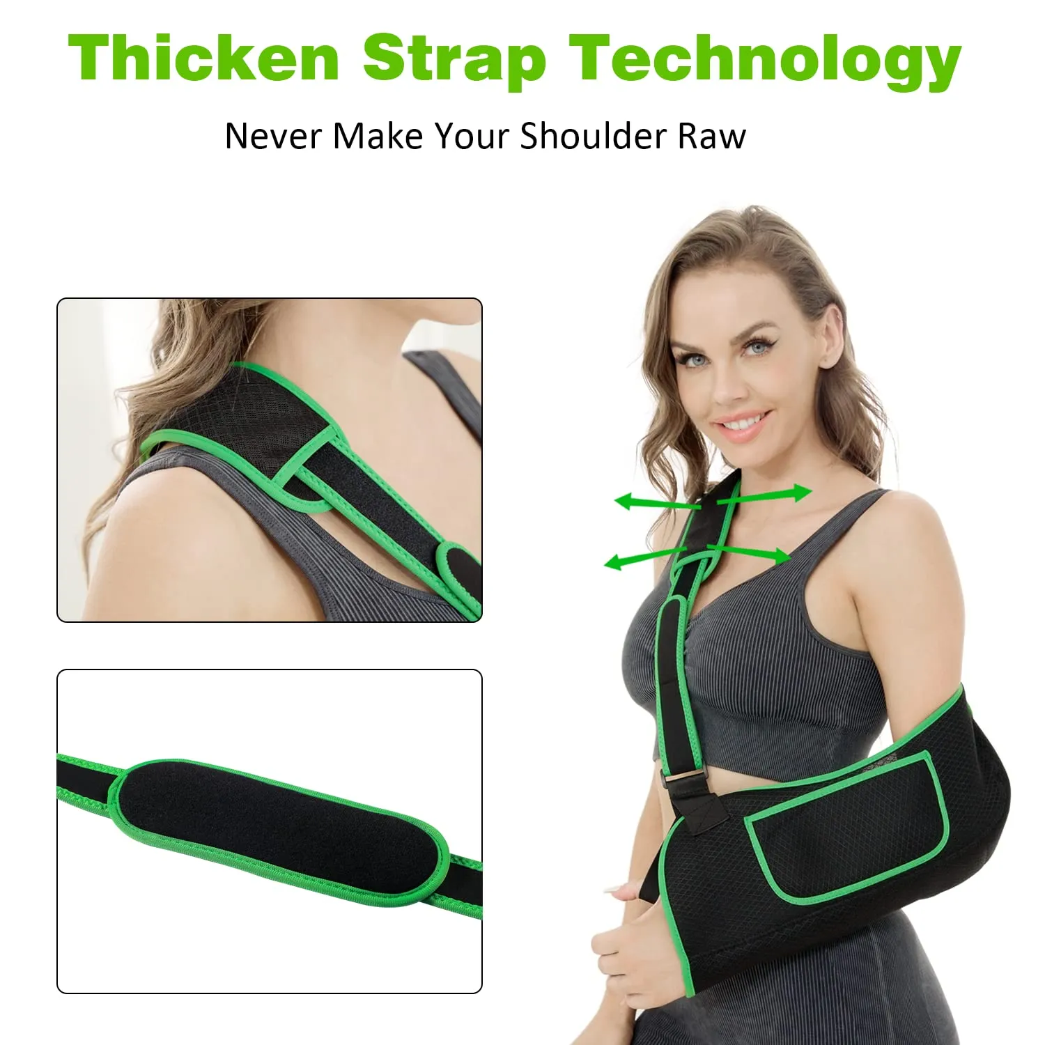 Arm Sling, Arm Sling for Shoulder Injury, Rotator Cuff Pillow, Arm Sling Shoulder Immobilizer, with Adjustable Padded, Shoulder Brace for Women Men, Arm Sling for Wrist Elbow Injury, Women Support Straps for Left&Right (Black, Large/X Large)