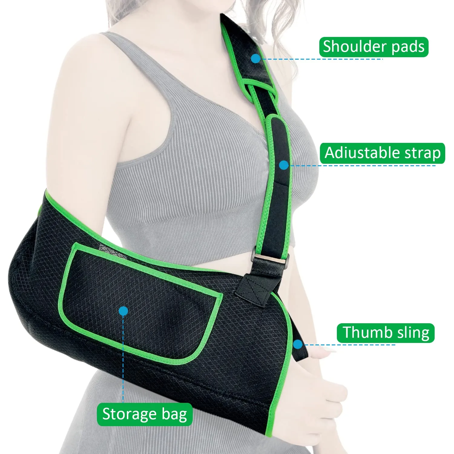 Arm Sling, Arm Sling for Shoulder Injury, Rotator Cuff Pillow, Arm Sling Shoulder Immobilizer, with Adjustable Padded, Shoulder Brace for Women Men, Arm Sling for Wrist Elbow Injury, Women Support Straps for Left&Right (Black, Large/X Large)