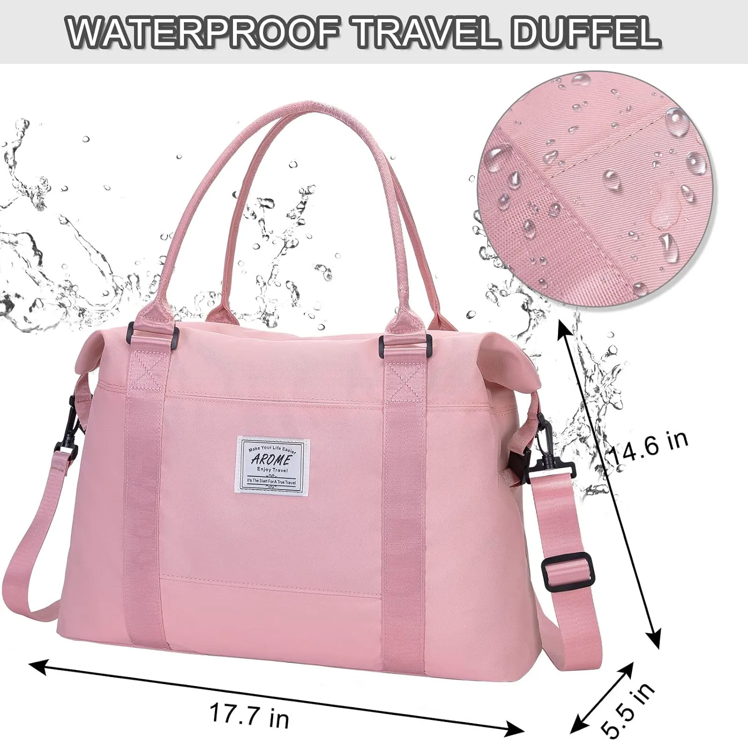 AROME Weekender Bags for Women, Travel Duffel Bag Overnight Weekend Bag Sports Gym Tote Bag with Wet Pocket & Flight Approved