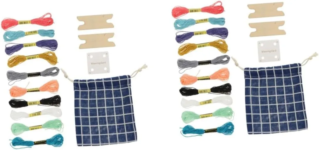 Artibetter 2 Sets Weaving Cards Shuttles Kit Complete Weaving Supplies Storage Bag for DIY Craft Projects Home Decor