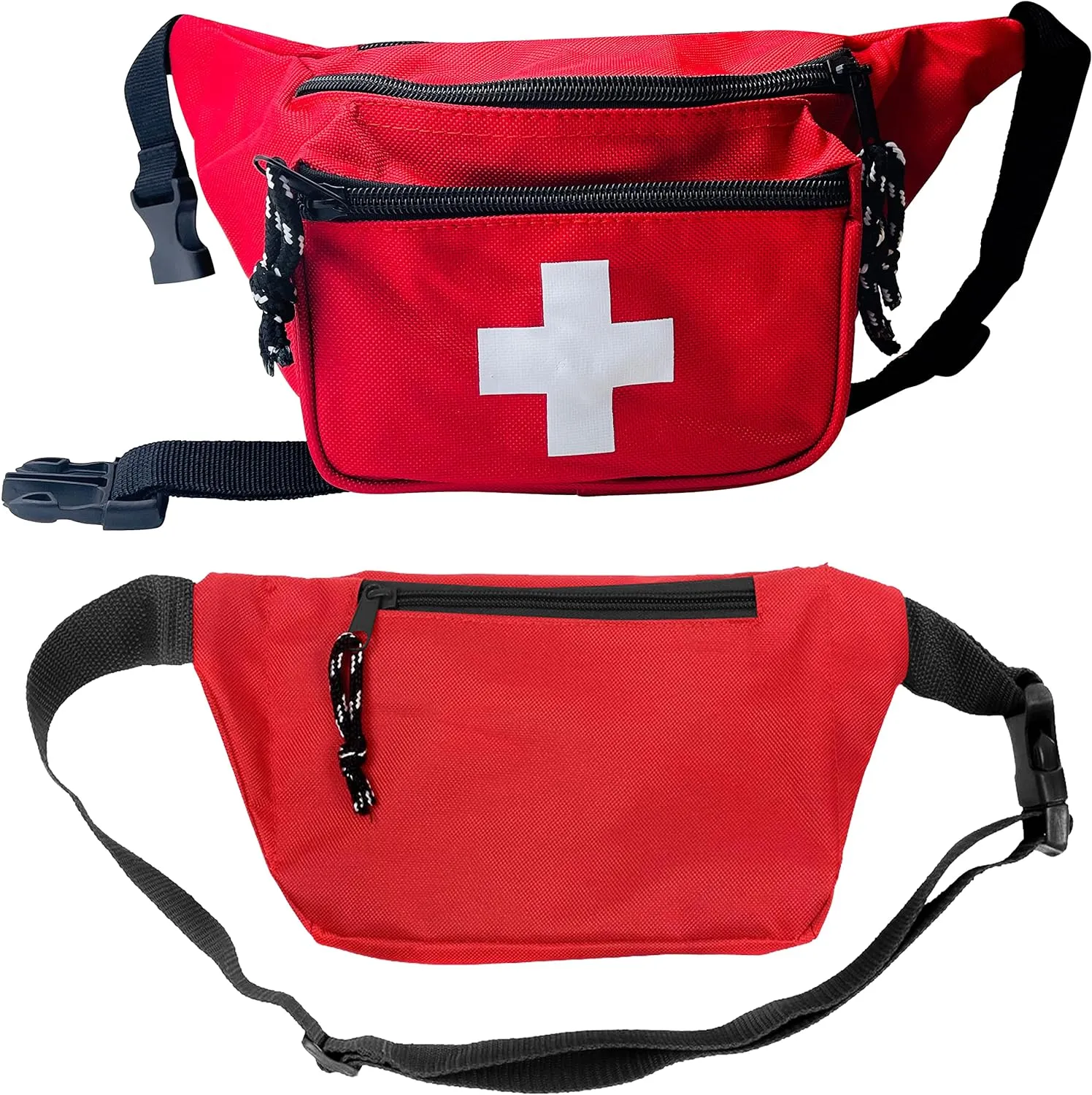 ASA TECHMED 3 Pack Lifeguard Fanny Pack With Whistle Lanyard - Baywatch Style First Aid Hip Pack w/Adjustable Strap, Cross Logo   Zipper Pouch, Emergency Equipment Set