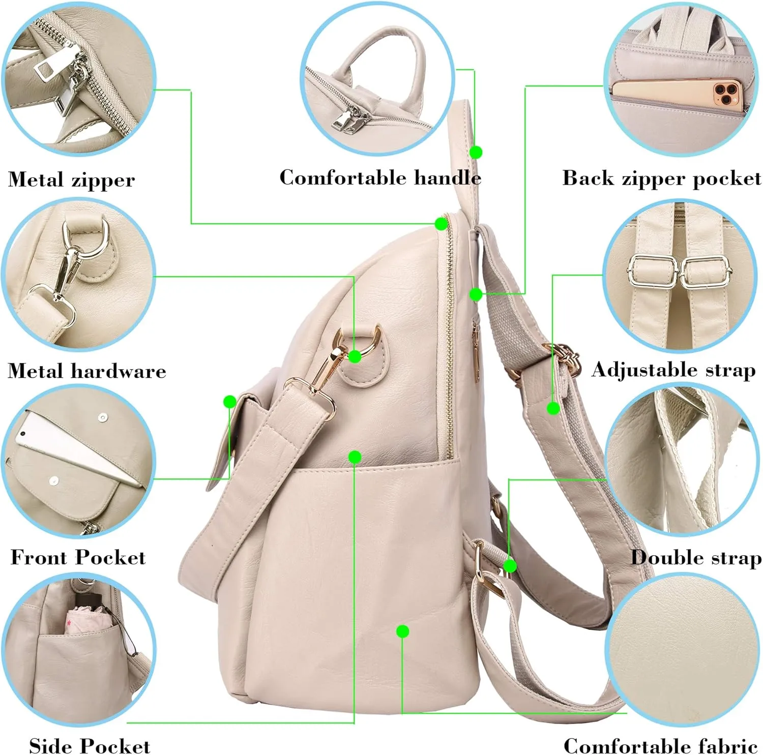 ASDSSRY Women Fashion Backpack Purse Waterproof Bookbags Travel Shopping Rucksack Convertible Ladies Shoulder Bag