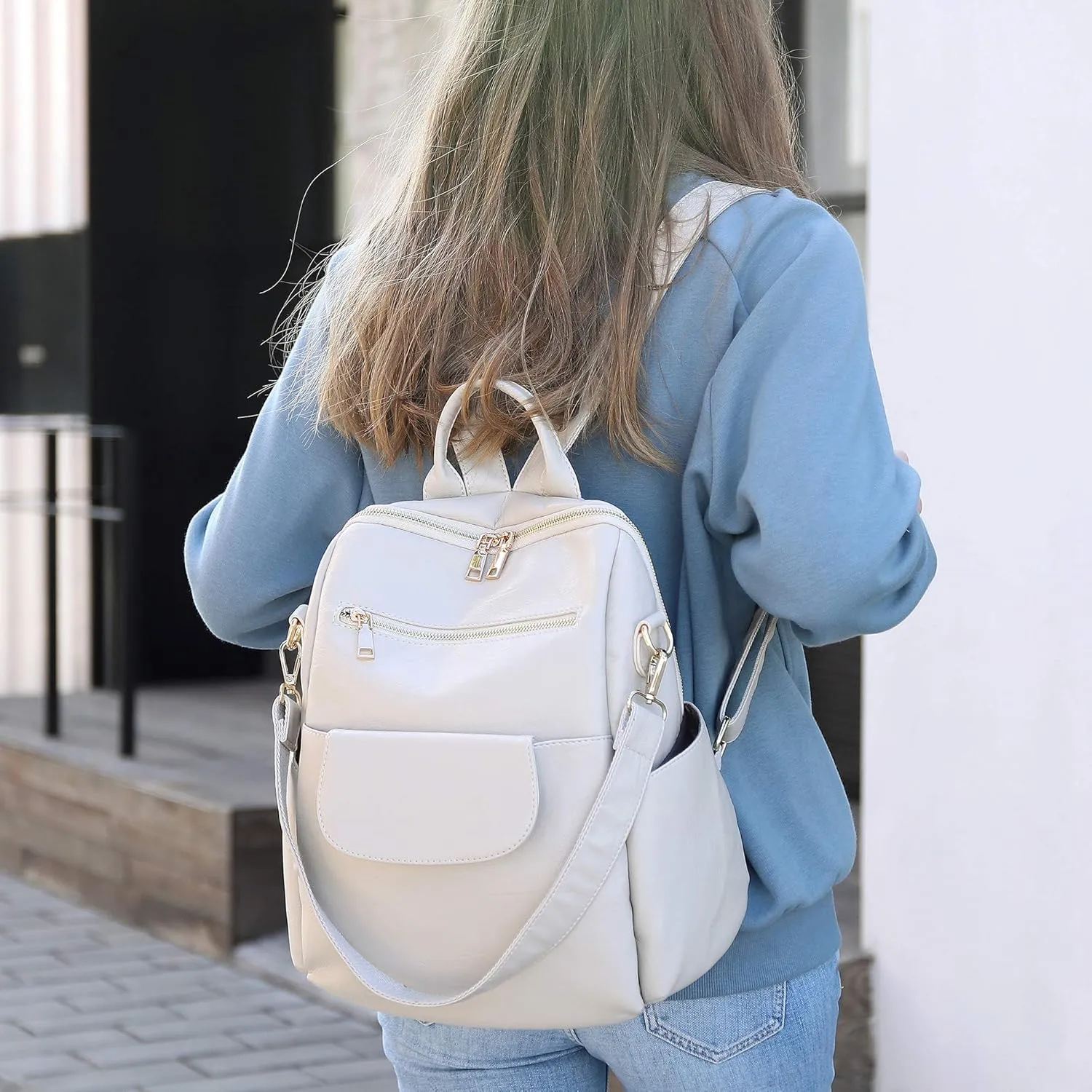ASDSSRY Women Fashion Backpack Purse Waterproof Bookbags Travel Shopping Rucksack Convertible Ladies Shoulder Bag