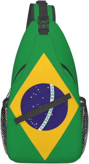 ASYG Brazil Flag Sling Bag Crossbody Backpack Brazilian Travel Hiking Daypack Shoulder Chest Bag for Women Men