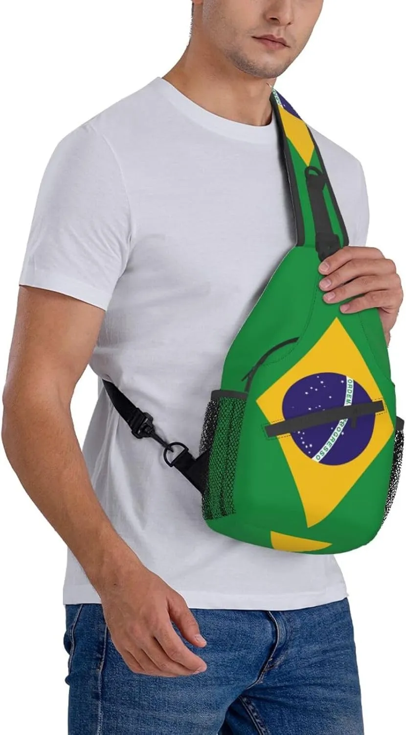 ASYG Brazil Flag Sling Bag Crossbody Backpack Brazilian Travel Hiking Daypack Shoulder Chest Bag for Women Men