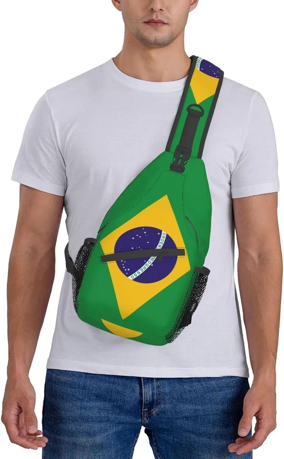 ASYG Brazil Flag Sling Bag Crossbody Backpack Brazilian Travel Hiking Daypack Shoulder Chest Bag for Women Men