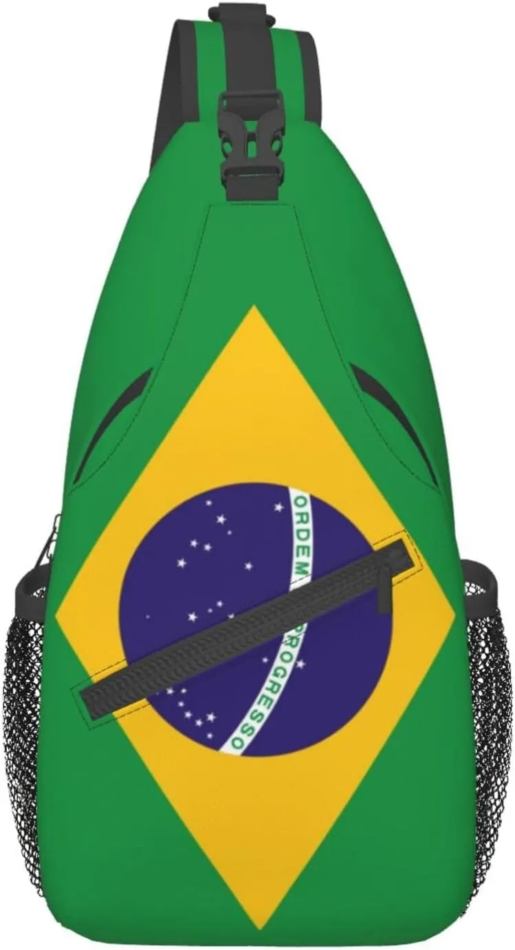 ASYG Brazil Flag Sling Bag Crossbody Backpack Brazilian Travel Hiking Daypack Shoulder Chest Bag for Women Men