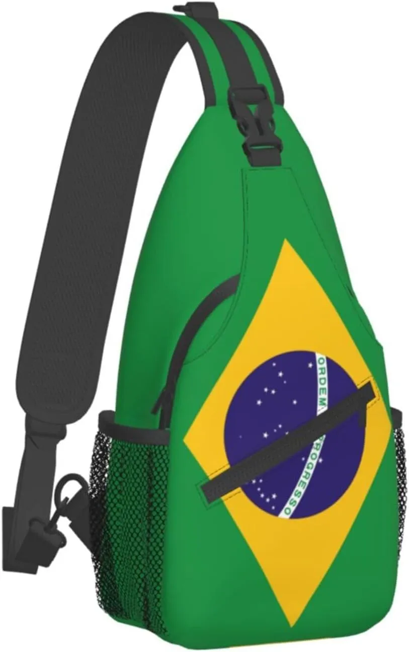 ASYG Brazil Flag Sling Bag Crossbody Backpack Brazilian Travel Hiking Daypack Shoulder Chest Bag for Women Men