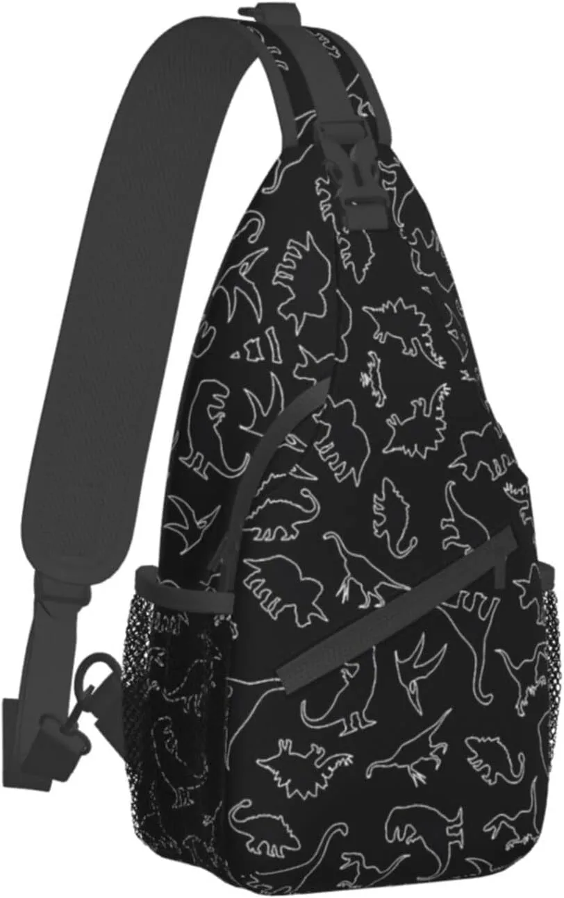 ASYG Cute Funny Dinosaur Sling Bag Crossbody Backpack for Women Men Travel Hiking Daypack Dino Crossbody Shoulder Bag
